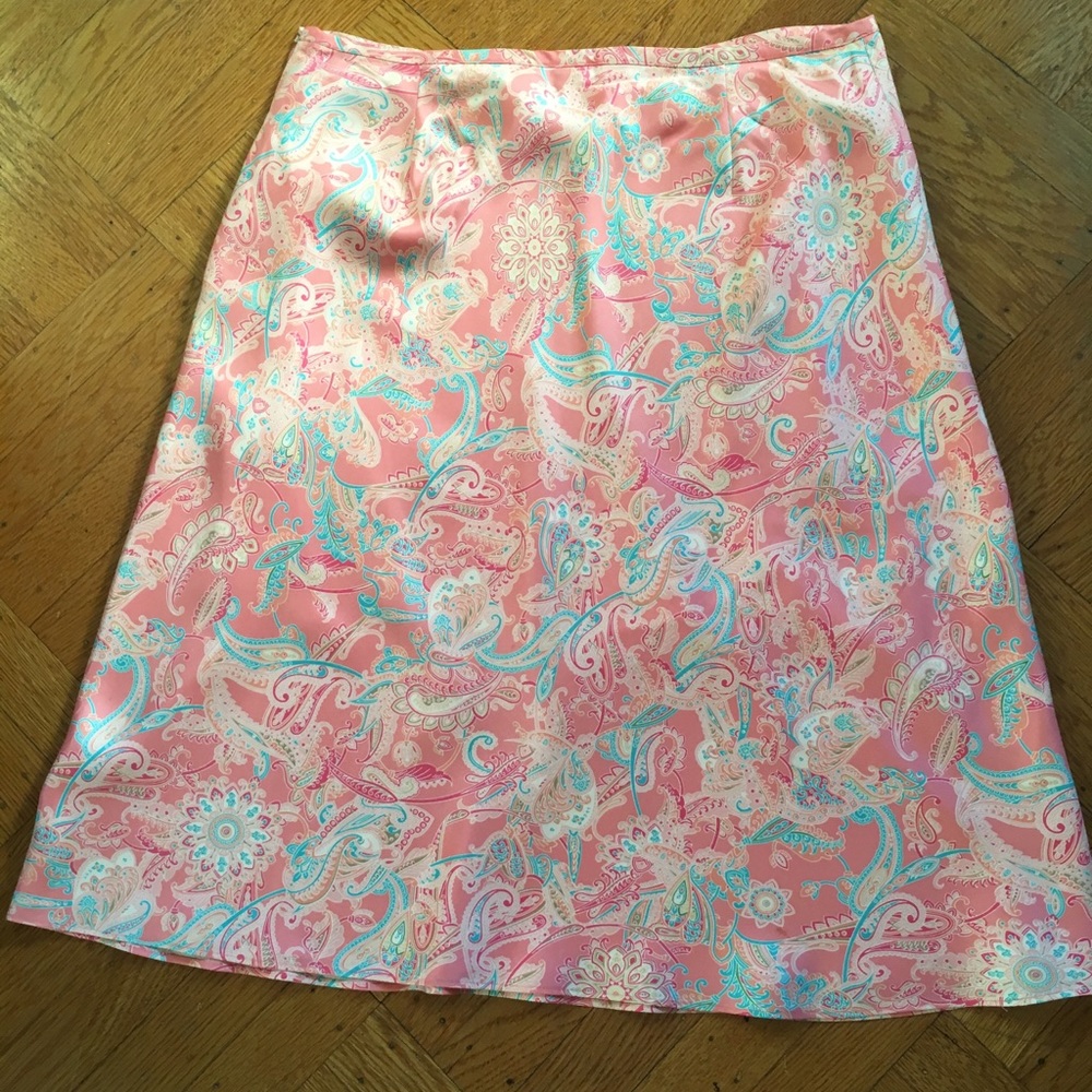 ANN TAYLOR  Pink Paisley A-line Skirt Size 14